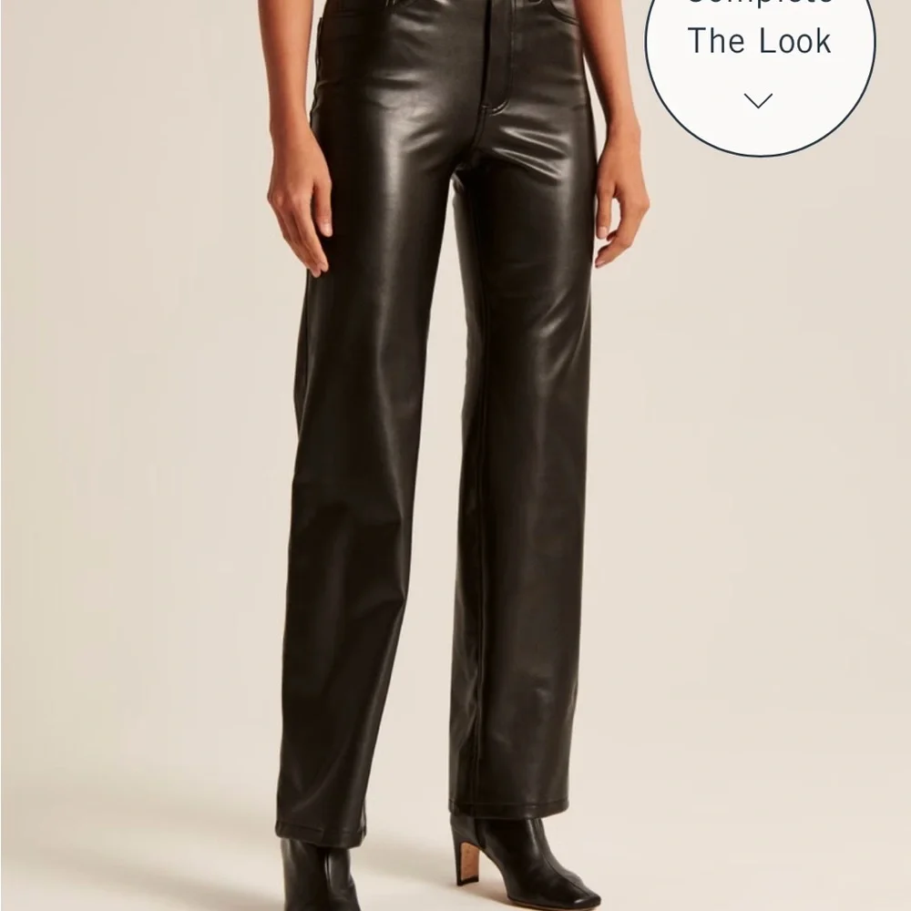 Abercrombie 90's straight vegan leather pants - Picture 1 of 7